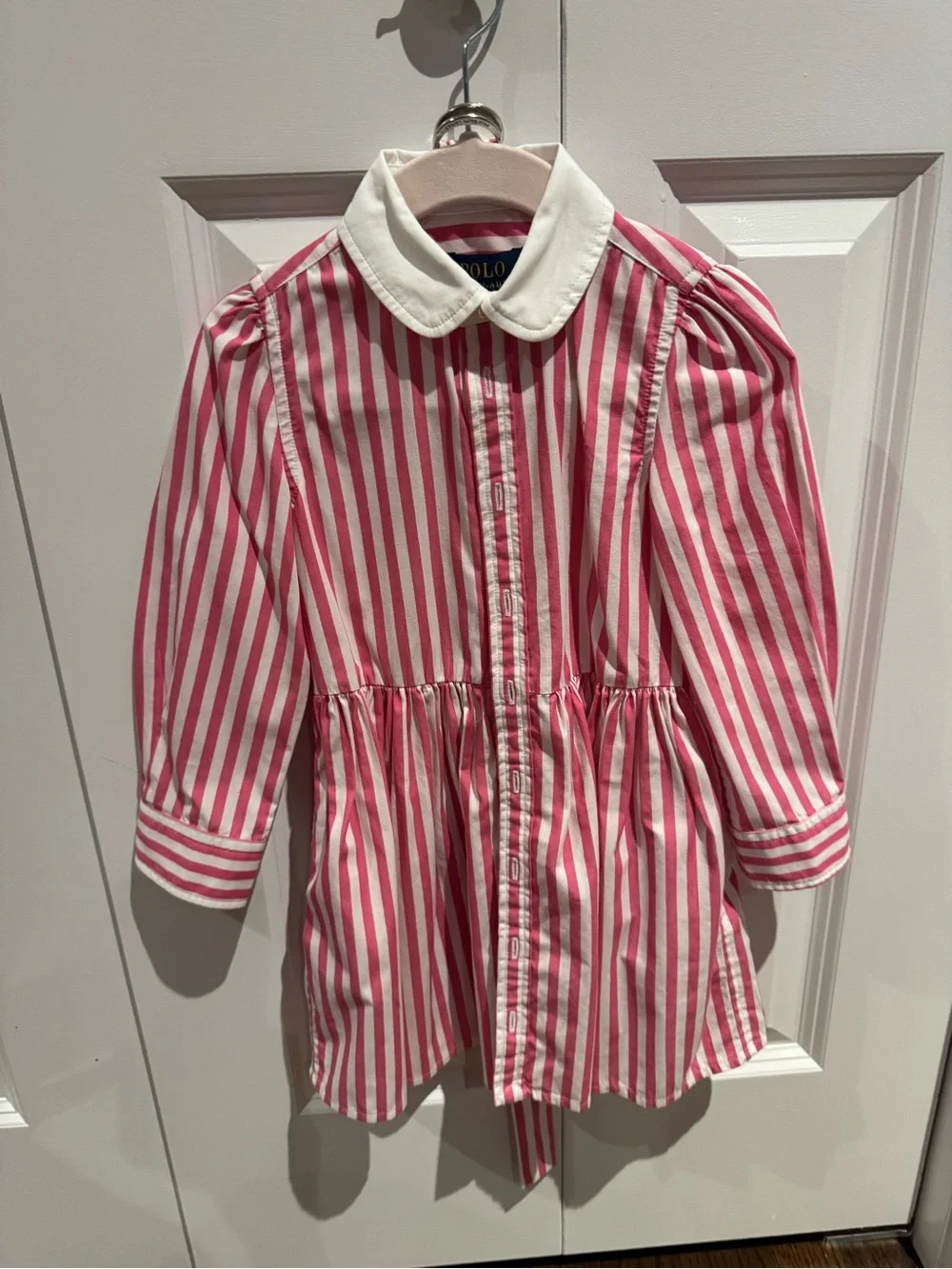 Ralph Lauren POLO Toddler Girls Long Sleeve Stripe Polo Shirt Dress Belted 3T